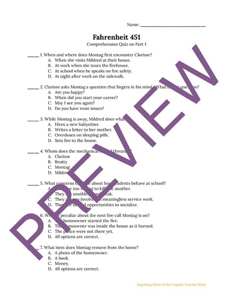 Fahrenheit 451 Part 1 Quiz .